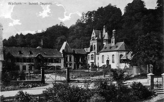 Old black and white postcard showing Schloss Dagstuhl in 1915
