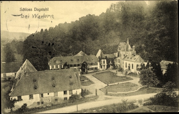 Old sepia postcard showing Schloss Dagstuhl