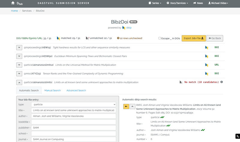 bib2Doi matching